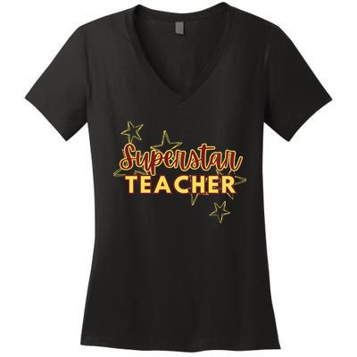 Superstar Teacher Teacher Back To School Women's V-Neck T-Shirt