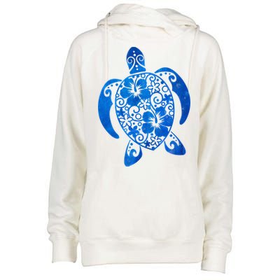 Summer Tropical Turtle Womens Funnel Neck Pullover Hood
