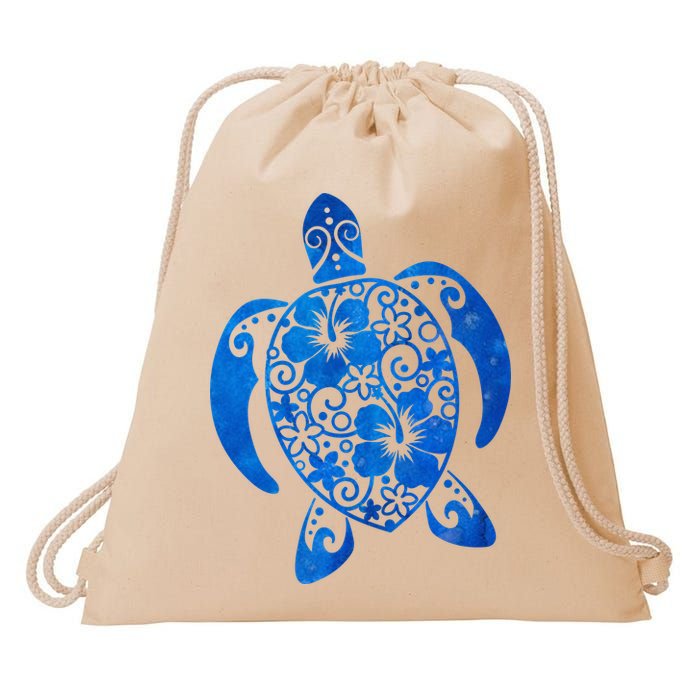 Summer Tropical Turtle Drawstring Bag