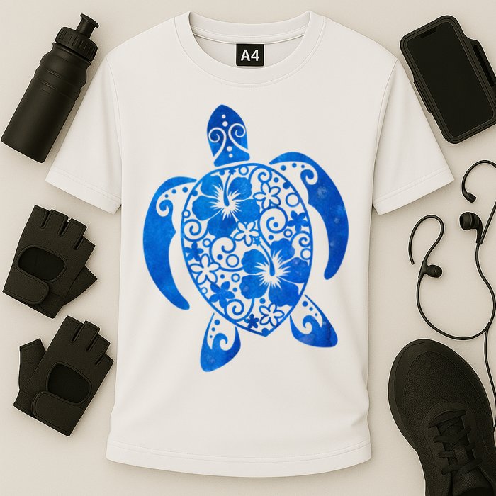Summer Tropical Turtle Cooling Performance Crew T-Shirt