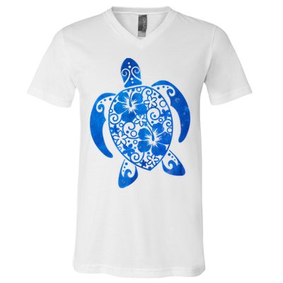 Summer Tropical Turtle V-Neck T-Shirt