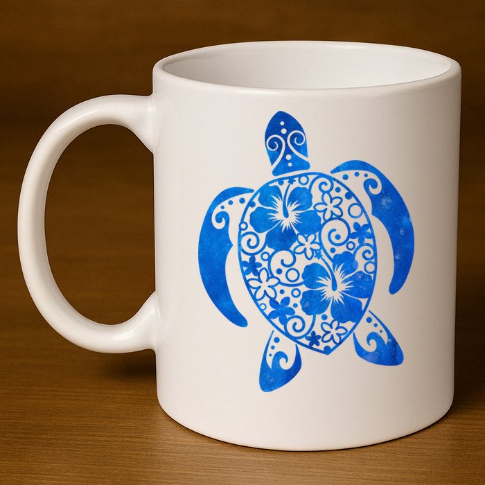 Summer Tropical Turtle 11oz C Handle Ceramic Mug