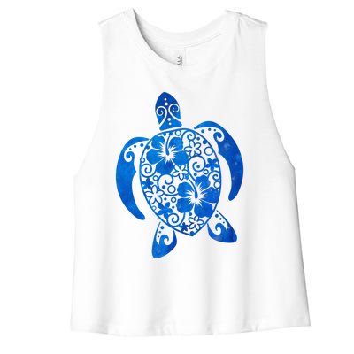 Summer Tropical Turtle Women's Racerback Cropped Tank