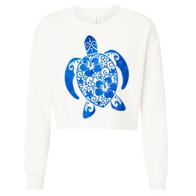 Summer Tropical Turtle Cropped Pullover Crew