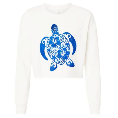 Summer Tropical Turtle Cropped Pullover Crew