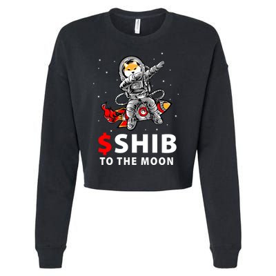 Shib To The Moon Shiba Inu Coin Crypto Cropped Pullover Crew