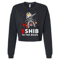 Shib To The Moon Shiba Inu Coin Crypto Cropped Pullover Crew