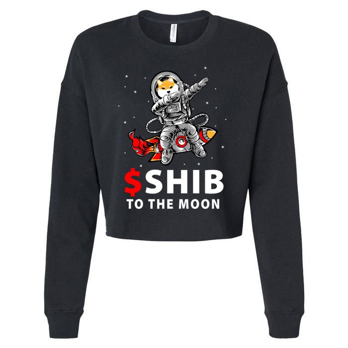 Shib To The Moon Shiba Inu Coin Crypto Cropped Pullover Crew