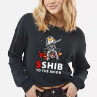 Shib To The Moon Shiba Inu Coin Crypto Cropped Pullover Crew