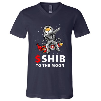 Shib To The Moon Shiba Inu Coin Crypto V-Neck T-Shirt