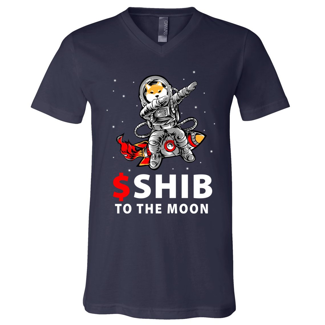 Shib To The Moon Shiba Inu Coin Crypto V-Neck T-Shirt