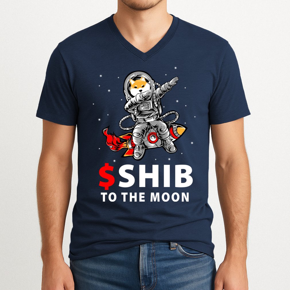 Shib To The Moon Shiba Inu Coin Crypto V-Neck T-Shirt