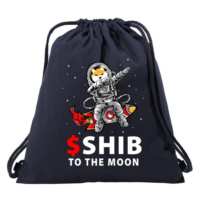Shib To The Moon Shiba Inu Coin Crypto Drawstring Bag