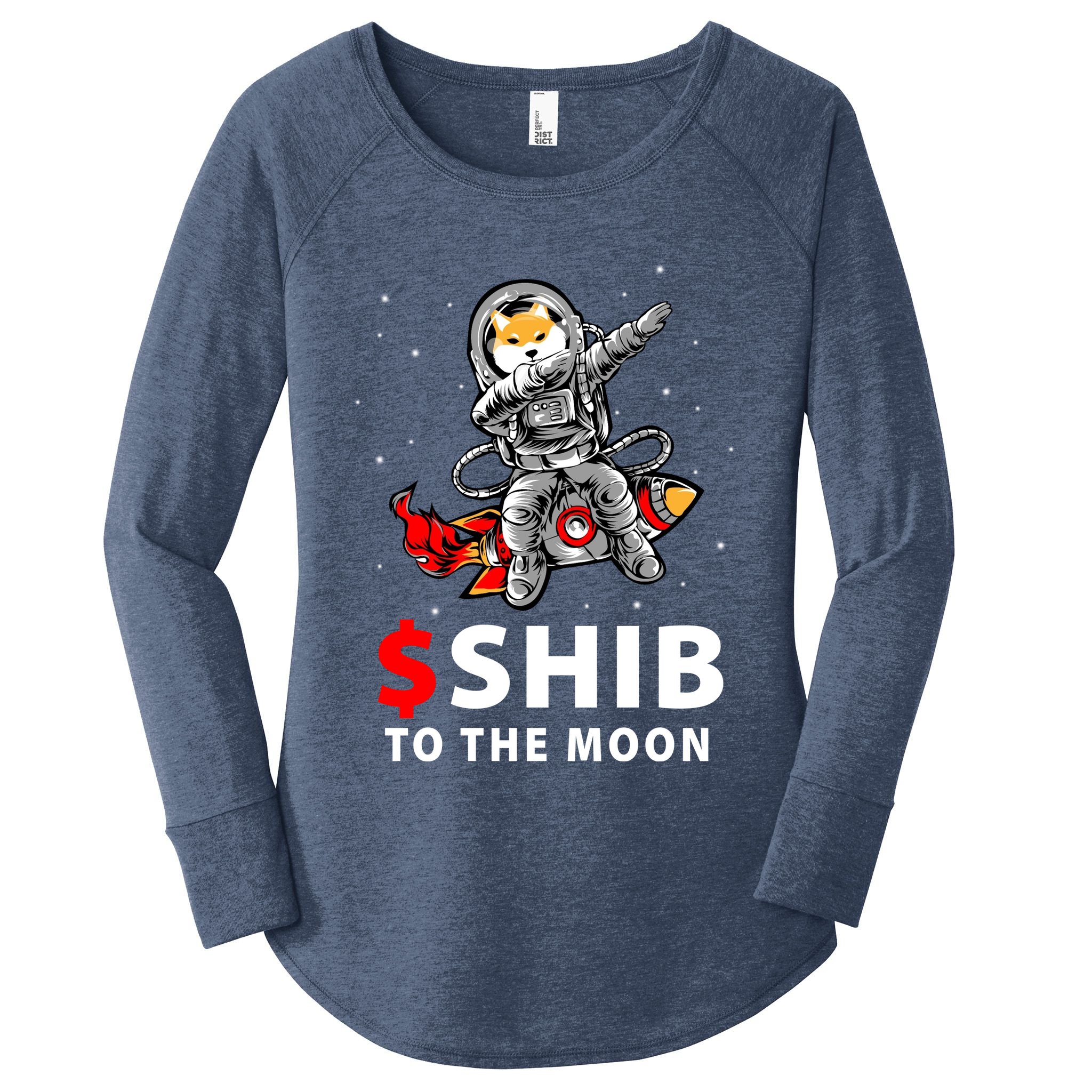 Shib To The Moon Shiba Inu Coin Crypto Women's Perfect Tri Tunic Long Sleeve Shirt