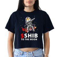 Shib To The Moon Shiba Inu Coin Crypto Women's Crop Top Tee