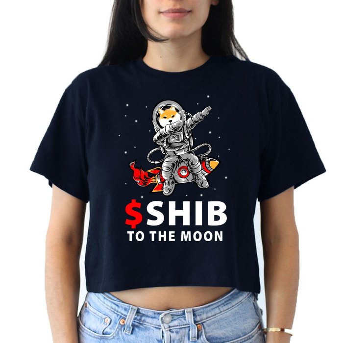 Shib To The Moon Shiba Inu Coin Crypto Women's Crop Top Tee
