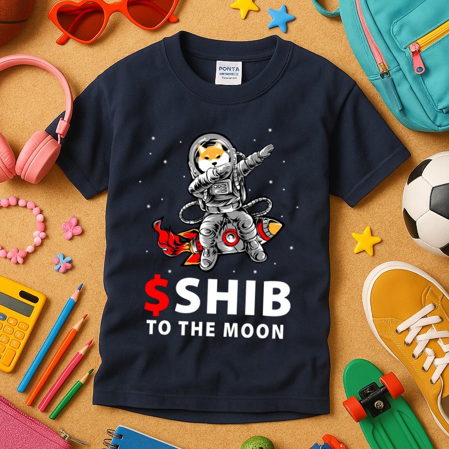 Shib To The Moon Shiba Inu Coin Crypto Kids T-Shirt