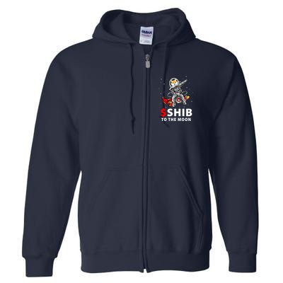 Shib To The Moon Shiba Inu Coin Crypto Full Zip Hoodie