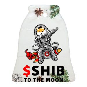 Shib To The Moon Shiba Inu Coin Crypto Ceramic Bell Ornament