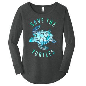 Save The Turtles Sea Turtle Tie Dye Ocean Wildlife Earth Day Women's Perfect Tri Tunic Long Sleeve Shirt