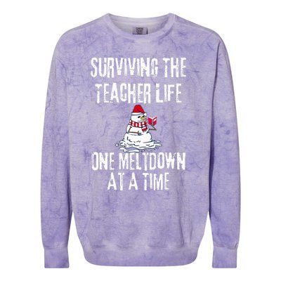 Surviving The Teacher Life One Meltdown At A Time xmas Colorblast Crewneck Sweatshirt