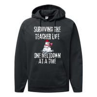 Surviving The Teacher Life One Meltdown At A Time xmas Performance Fleece Hoodie