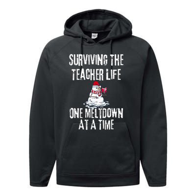 Surviving The Teacher Life One Meltdown At A Time xmas Performance Fleece Hoodie