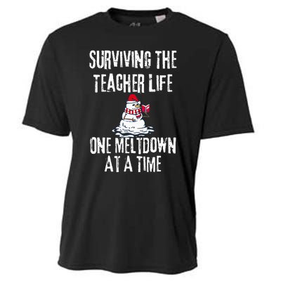 Surviving The Teacher Life One Meltdown At A Time xmas Cooling Performance Crew T-Shirt