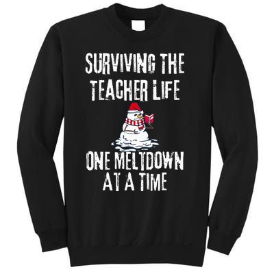 Surviving The Teacher Life One Meltdown At A Time xmas Sweatshirt