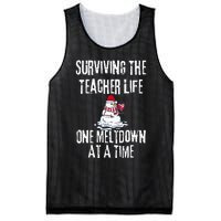 Surviving The Teacher Life One Meltdown At A Time xmas Mesh Reversible Basketball Jersey Tank