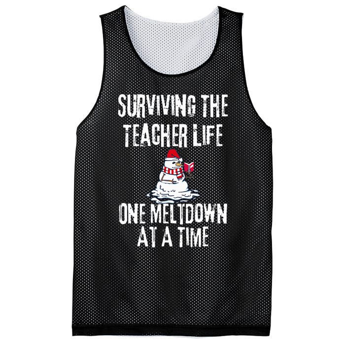 Surviving The Teacher Life One Meltdown At A Time xmas Mesh Reversible Basketball Jersey Tank