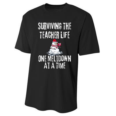 Surviving The Teacher Life One Meltdown At A Time xmas Performance Sprint T-Shirt