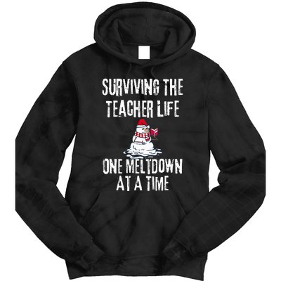 Surviving The Teacher Life One Meltdown At A Time xmas Tie Dye Hoodie