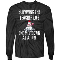 Surviving The Teacher Life One Meltdown At A Time xmas Tie-Dye Long Sleeve Shirt