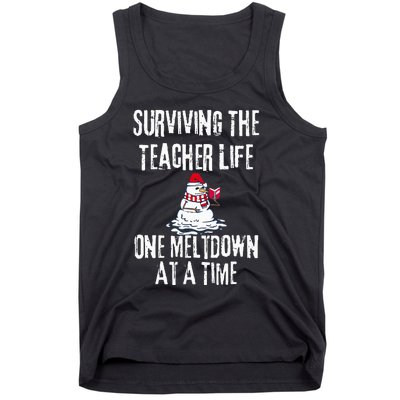 Surviving The Teacher Life One Meltdown At A Time xmas Tank Top