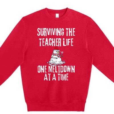 Surviving The Teacher Life One Meltdown At A Time xmas Premium Crewneck Sweatshirt