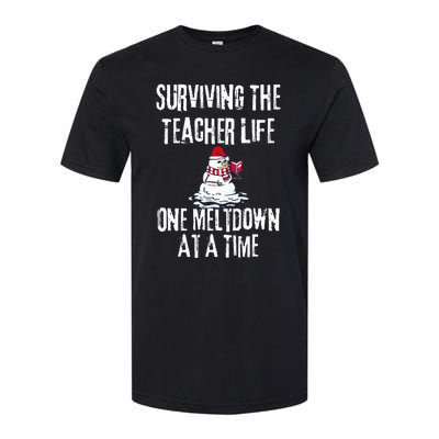 Surviving The Teacher Life One Meltdown At A Time xmas Softstyle CVC T-Shirt