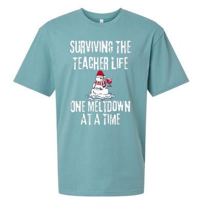 Surviving The Teacher Life One Meltdown At A Time xmas Sueded Cloud Jersey T-Shirt