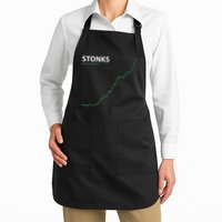 Stonks To The Moon Stock Day Trader Stonks Meme Full-Length Apron With Pockets