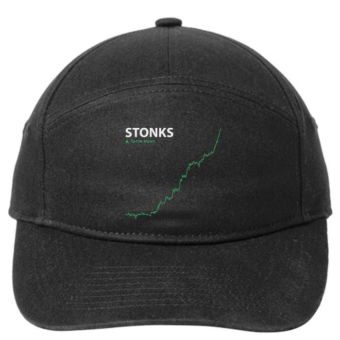 Stonks To The Moon Stock Day Trader Stonks Meme 7-Panel Snapback Hat