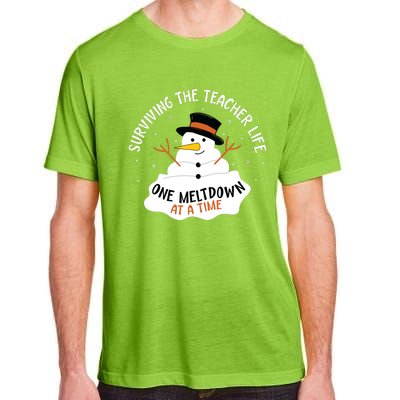 Surviving The Teacher Life One Meltdown At A Time Christmas Adult ChromaSoft Performance T-Shirt