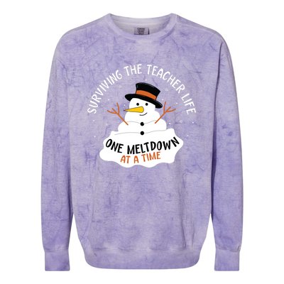 Surviving The Teacher Life One Meltdown At A Time Christmas Colorblast Crewneck Sweatshirt