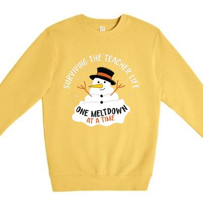 Surviving The Teacher Life One Meltdown At A Time Christmas Premium Crewneck Sweatshirt