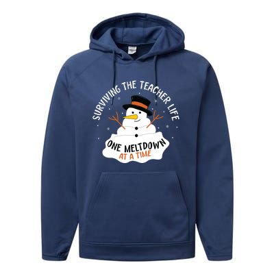 Surviving The Teacher Life One Meltdown At A Time Christmas Performance Fleece Hoodie