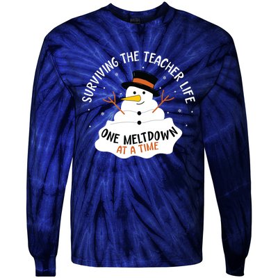 Surviving The Teacher Life One Meltdown At A Time Christmas Tie-Dye Long Sleeve Shirt