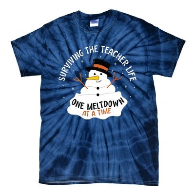 Surviving The Teacher Life One Meltdown At A Time Christmas Tie-Dye T-Shirt