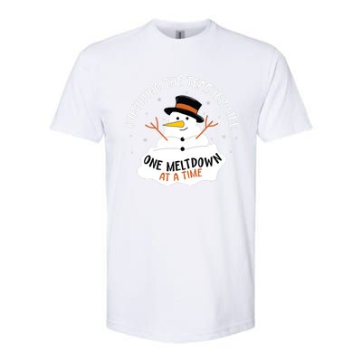 Surviving The Teacher Life One Meltdown At A Time Christmas Softstyle CVC T-Shirt