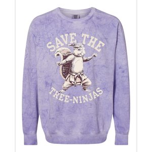 Save The Tree Ninjas Funny Squirrel Colorblast Crewneck Sweatshirt