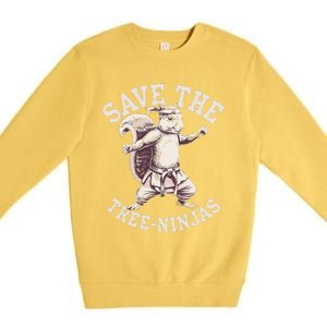 Save The Tree Ninjas Funny Squirrel Premium Crewneck Sweatshirt