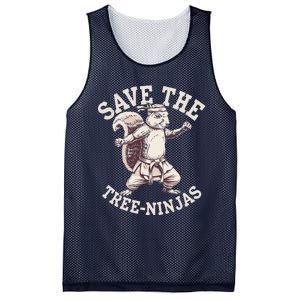 Save The Tree Ninjas Funny Squirrel Mesh Reversible Basketball Jersey Tank